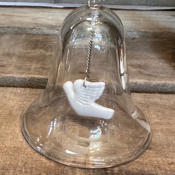 3 Vintage Avon Christmas Tree Ornaments Set, Angel w/Crystal, Glass Bell, Santa - Picture 8 of 10